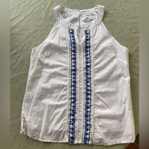 Vineyard Vines Embroidered Sleeveless White Blue Top Size 2